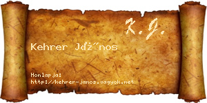 Kehrer János névjegykártya